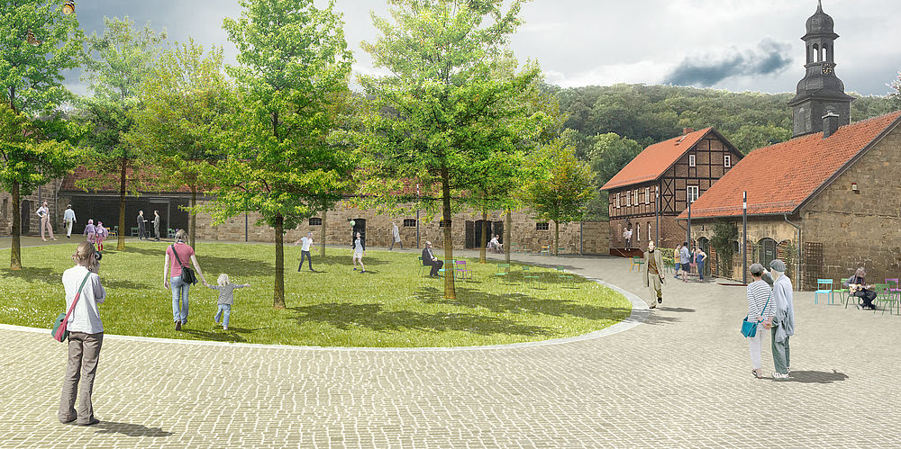 Gestaltungsentwurf des Wirstaschftshofes vom Planungsbüro [f]landschaftsarchitektur